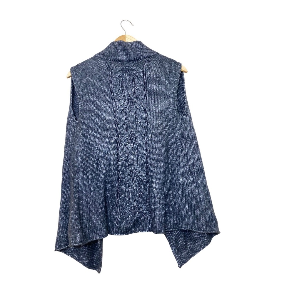 Eddie Bauer Womens Small Gray Cable Knit Angora Blend Open Front Cardigan Vest - Picture 5 of 5
